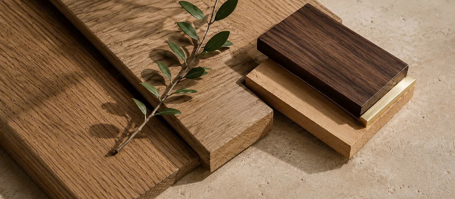 Wood materials in warm natural light